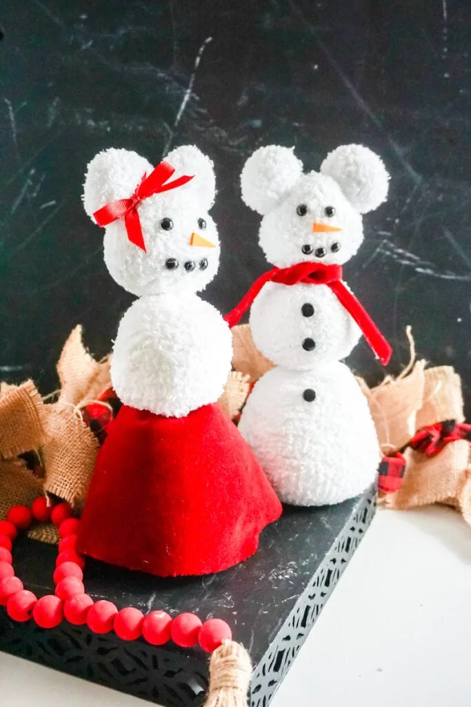 mickey and Minnie snow people from socks
