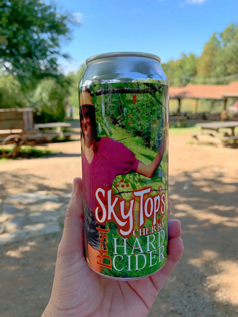 sky top orchard can of hard cherry and apple cider