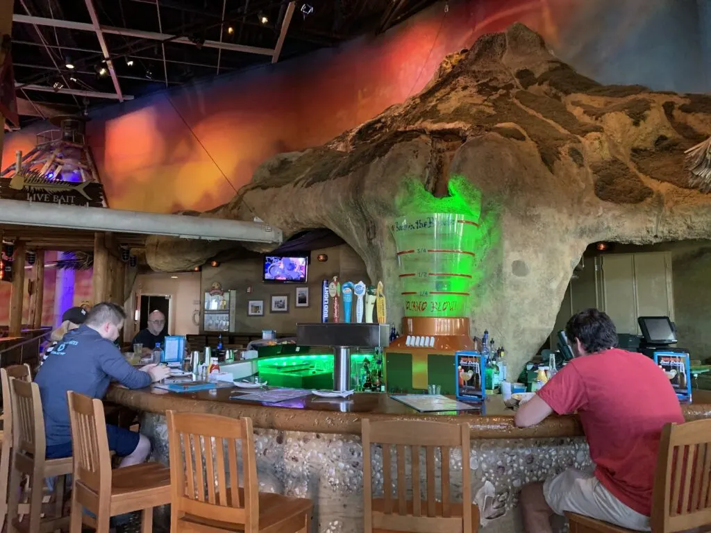 interior bar with erupting volcano at Jimmy Buffets Margaritaville restaurant