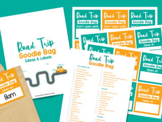 printable pages to make road trip goodie bags for vacation