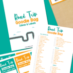 list of travel goodie bag ideas and printable labels to make busy bags