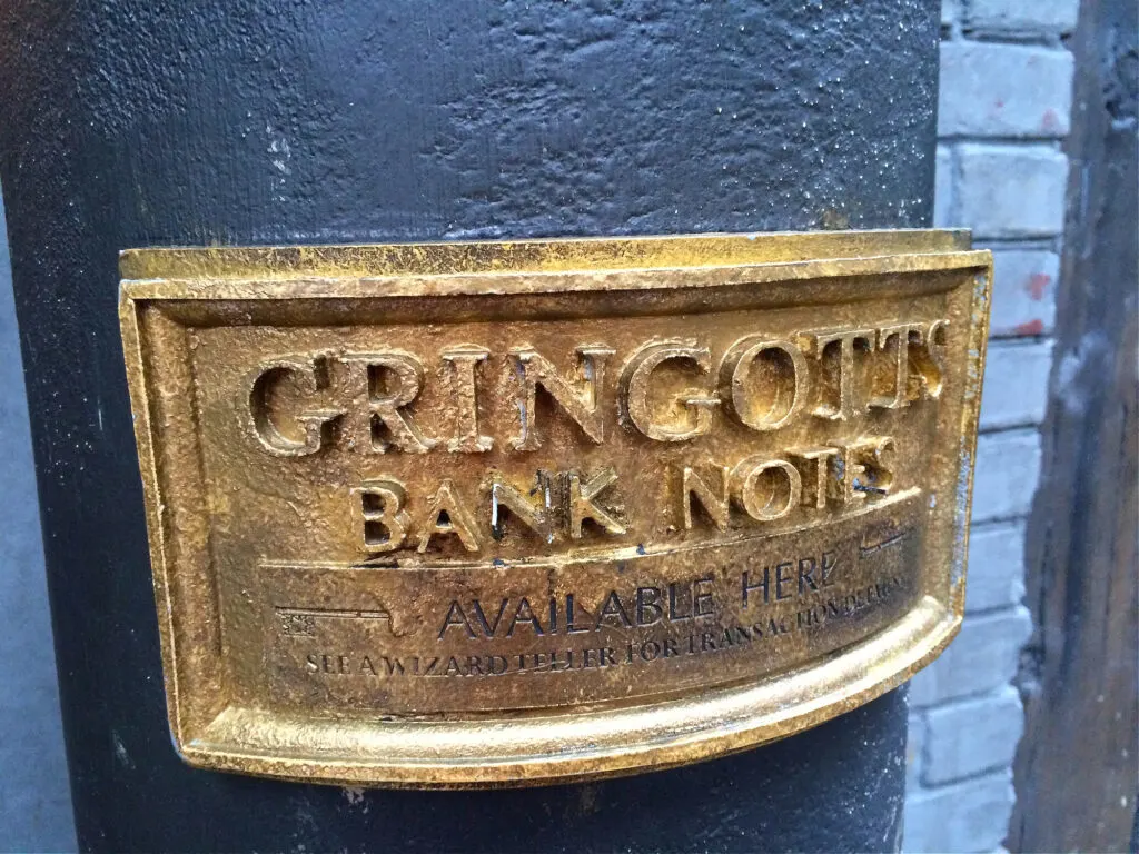 gringotts bank notes metal sign