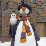 Harry Potter snowman and hedwig owl statue at Universal Studios