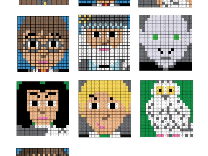 Harry Potter characters in pixel coloring pages
