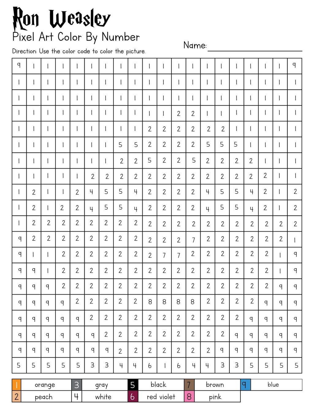 10 Free Harry Potter Color By Number Printables - Wanderful World of Travel