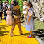 Land of Oz Theme Park Dorothy and Scarecrow on Yellow Brick Road
