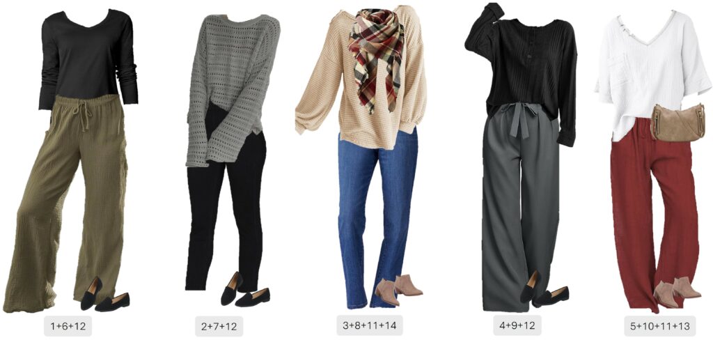 A capsule wardrobe collage featuring fall outfits for women.