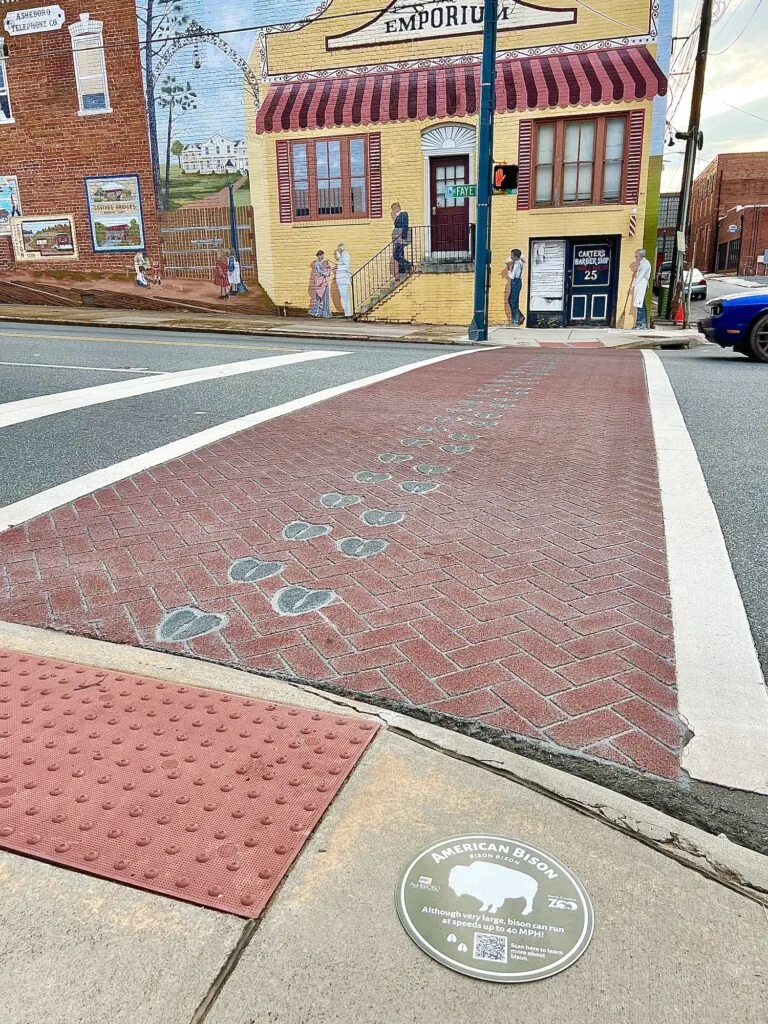 One of the unique things to do in Asheboro is to explore the vibrant sidewalks adorned with charming paw prints.